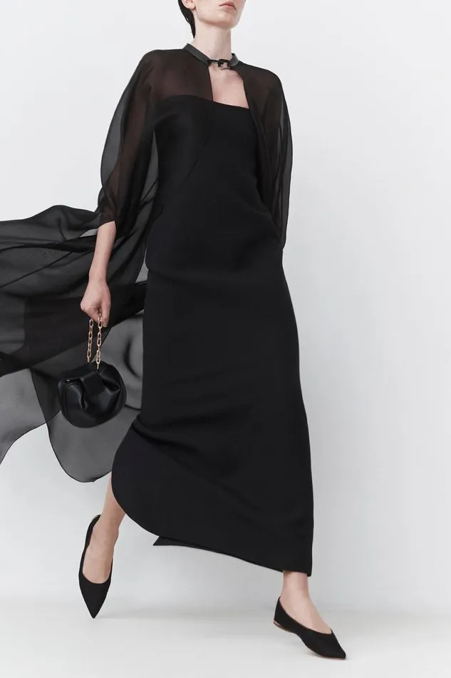 Dresses Women Gabriela Hearst Opus Maxi Dress In Black Wool Silk Cady
