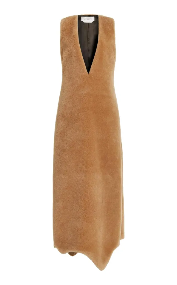 Dresses Women Gabriela Hearst Ornstone Maxi Dress In Camel Virgin Wool Silk Cashmere Fur