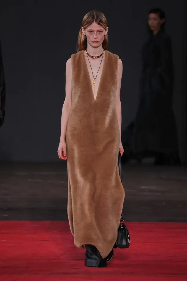 Dresses Women Gabriela Hearst Ornstone Maxi Dress In Camel Virgin Wool Silk Cashmere Fur