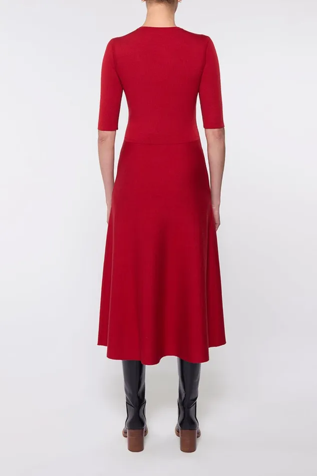 Dresses Women Gabriela Hearst Seymore Knit Midi Dress In Scarlet Red Merino Wool Cashmere