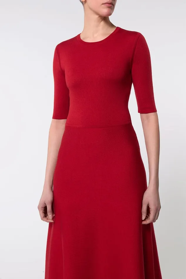 Dresses Women Gabriela Hearst Seymore Knit Midi Dress In Scarlet Red Merino Wool Cashmere