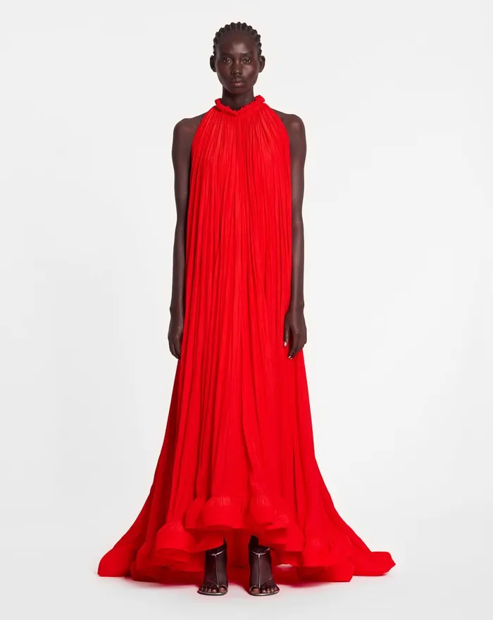 Dresses Women LANVIN Long Charmeuse Tribute Dress Poppy Red
