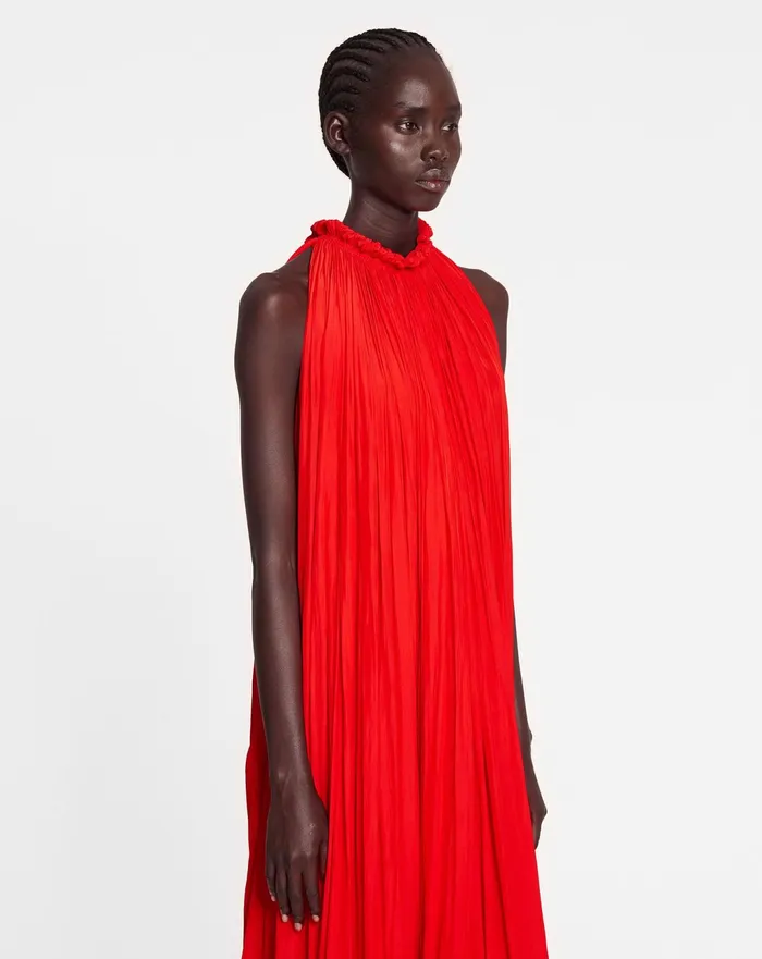 Dresses Women LANVIN Long Charmeuse Tribute Dress Poppy Red