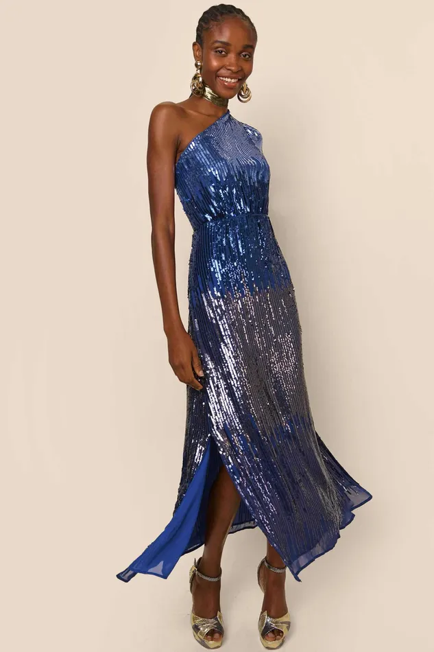 Dresses Women RIXO Bradshaw Blue Ombre Sequin