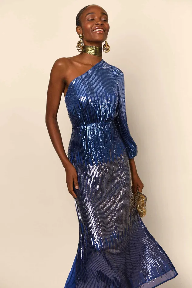 Dresses Women RIXO Bradshaw Blue Ombre Sequin Dresses Women RIXO Bradshaw Blue Ombre Sequin