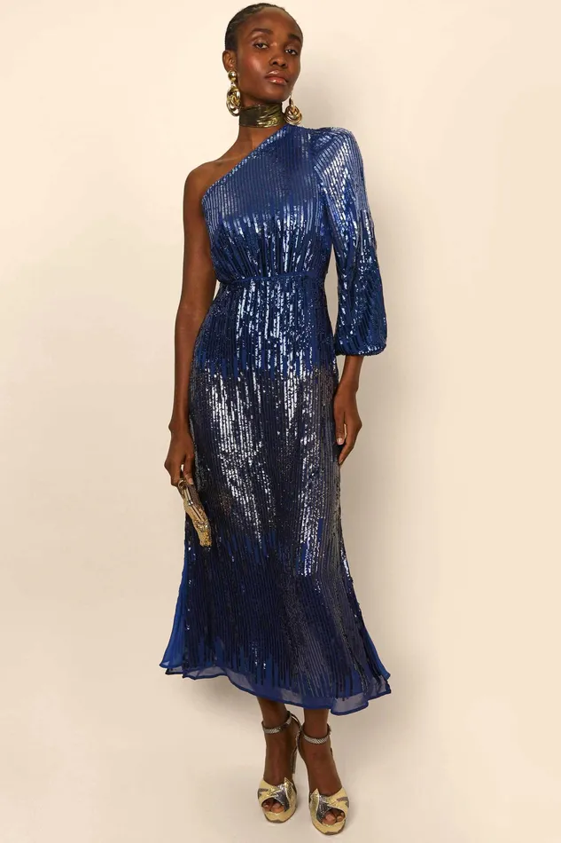 Dresses Women RIXO Bradshaw Blue Ombre Sequin Dresses Women RIXO Bradshaw Blue Ombre Sequin