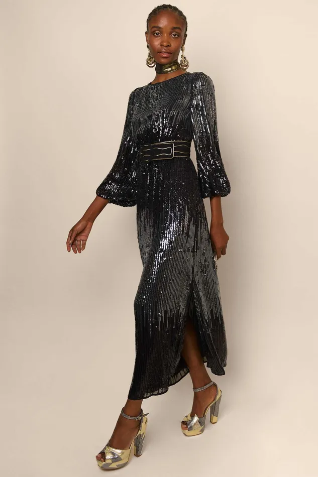 Dresses Women RIXO Coco Black Sequin Dresses Women RIXO Coco Black Sequin