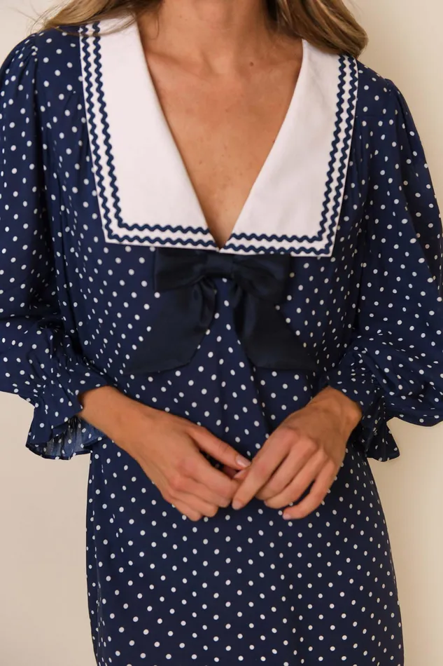 Dresses Women RIXO Doris Polka Dot Navy Dresses Women RIXO Doris Polka Dot Navy