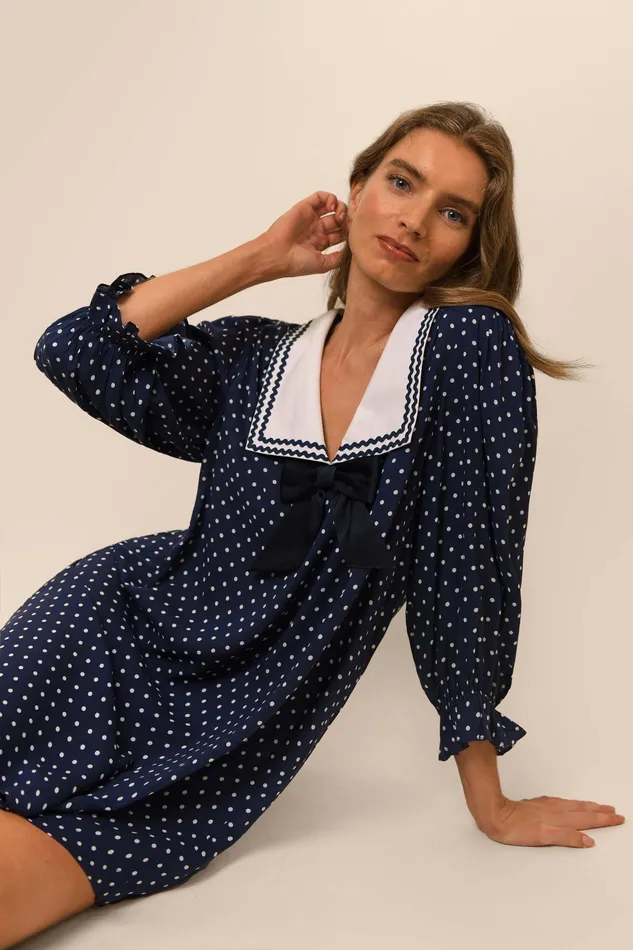 Dresses Women RIXO Doris Polka Dot Navy Dresses Women RIXO Doris Polka Dot Navy