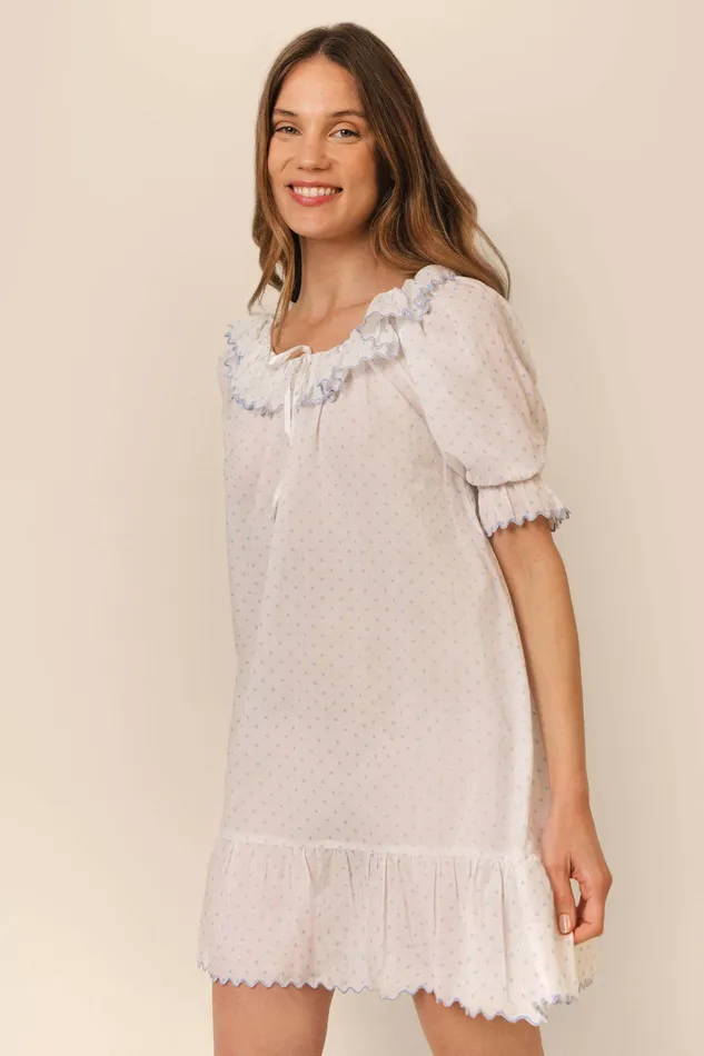 Dresses Women RIXO Elen Steel Blue Polka Dot