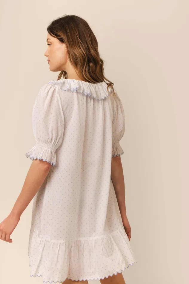 Dresses Women RIXO Elen Steel Blue Polka Dot Dresses Women RIXO Elen Steel Blue Polka Dot
