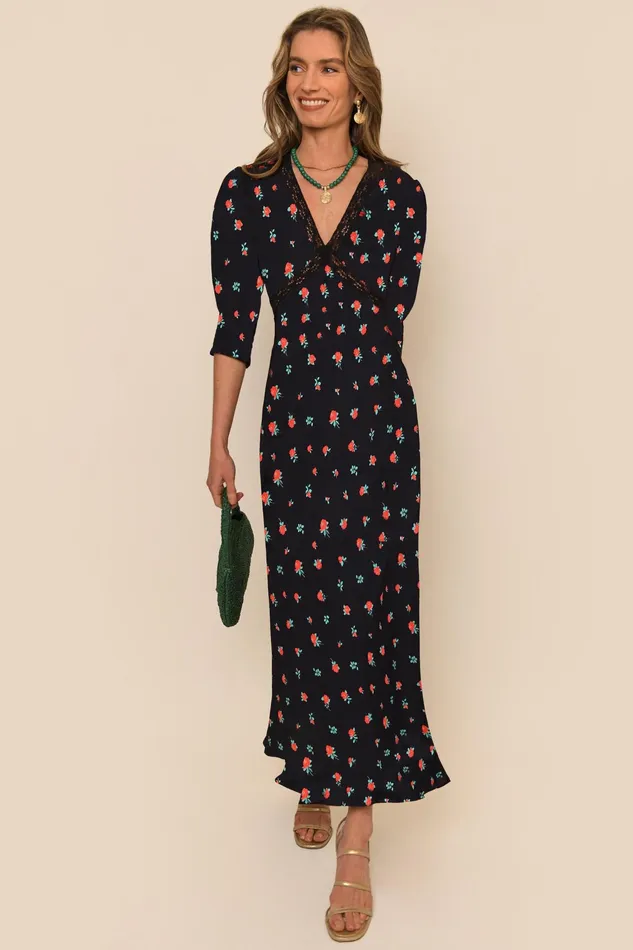 Dresses Women RIXO Gemma Vintage Rose Black