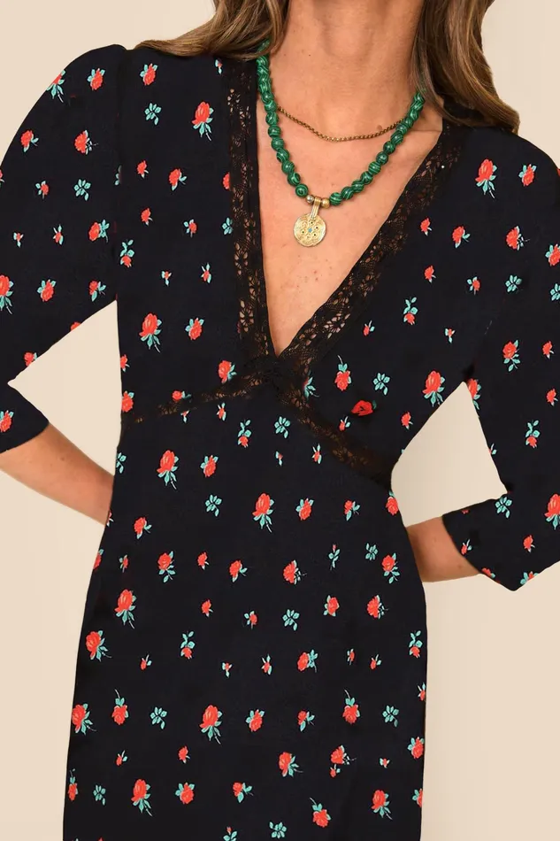 Dresses Women RIXO Gemma Vintage Rose Black Dresses Women RIXO Gemma Vintage Rose Black