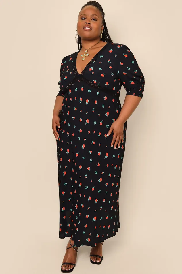 Dresses Women RIXO Gemma Vintage Rose Black Dresses Women RIXO Gemma Vintage Rose Black