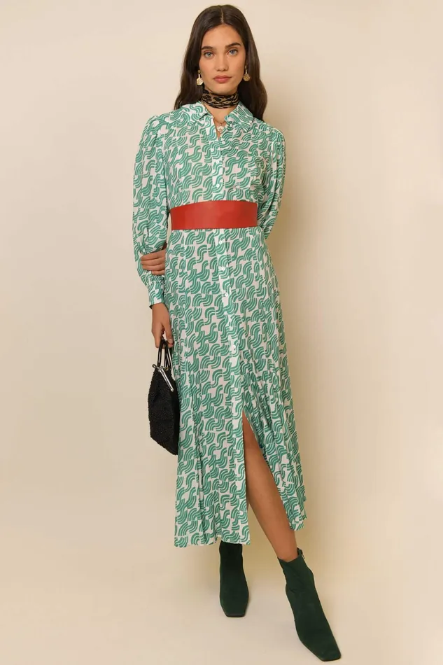 Dresses Women RIXO Georgina Green Abstract Wave