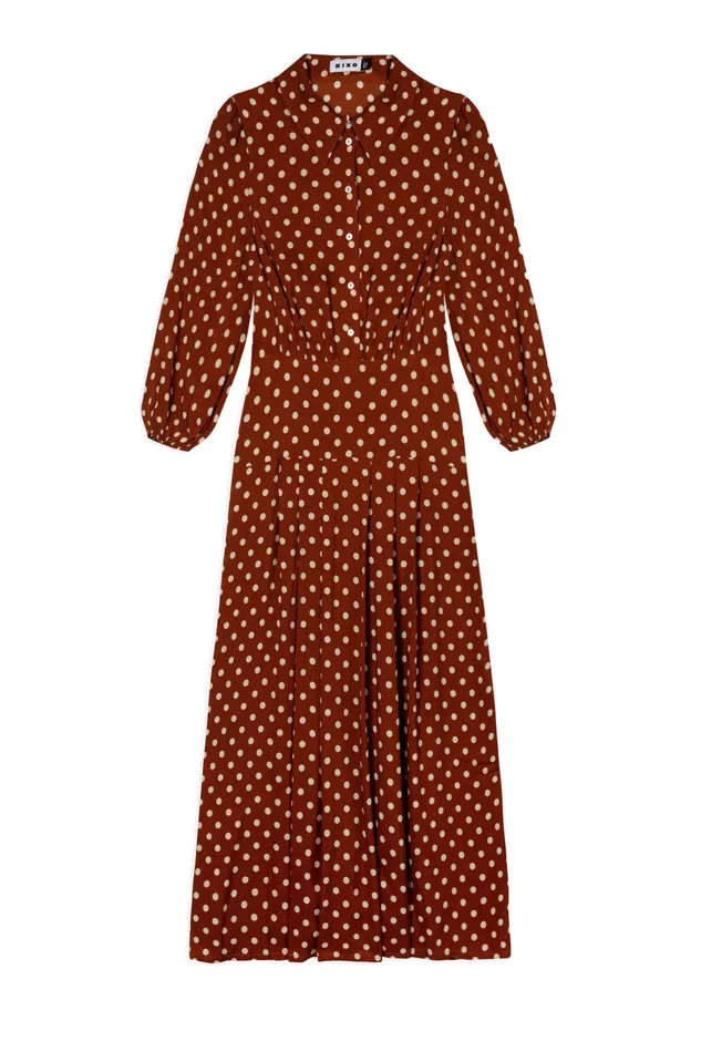 Dresses Women RIXO Izzy Copper Dot Dresses Women RIXO Izzy Copper Dot