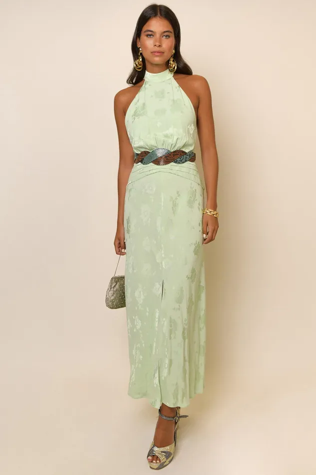 Dresses Women RIXO Kendra Pistachio Poppy Jacquard