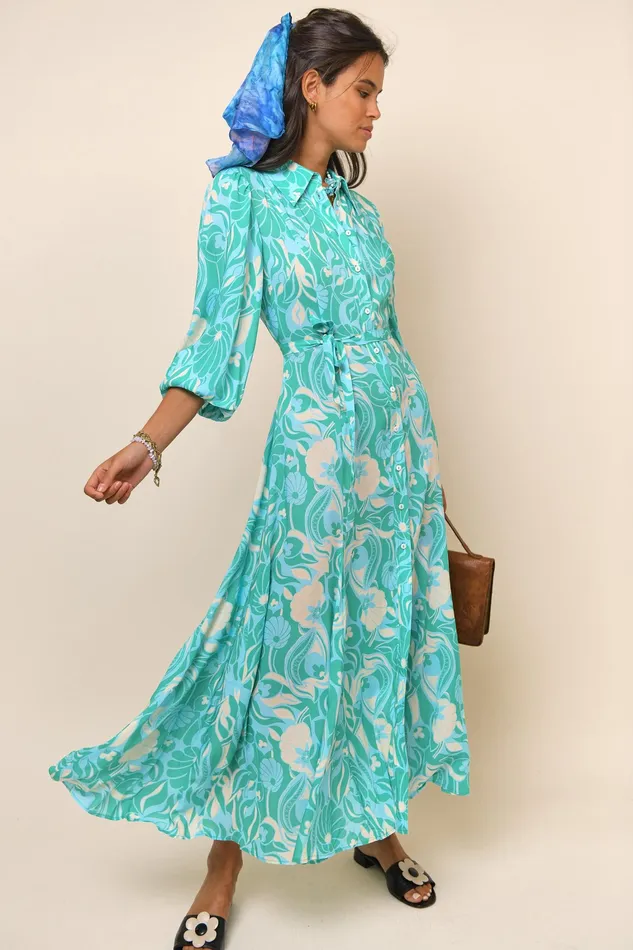 Dresses Women RIXO Maddison Green Abstract Shells