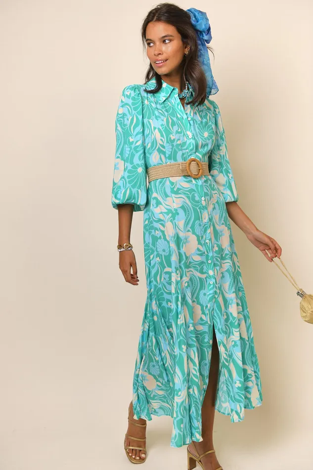 Dresses Women RIXO Maddison Green Abstract Shells Dresses Women RIXO Maddison Green Abstract Shells
