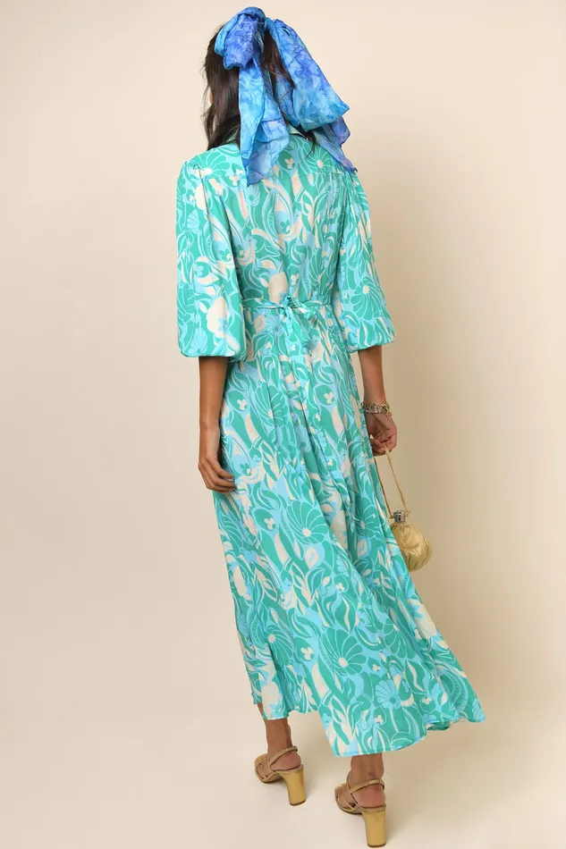 Dresses Women RIXO Maddison Green Abstract Shells Dresses Women RIXO Maddison Green Abstract Shells