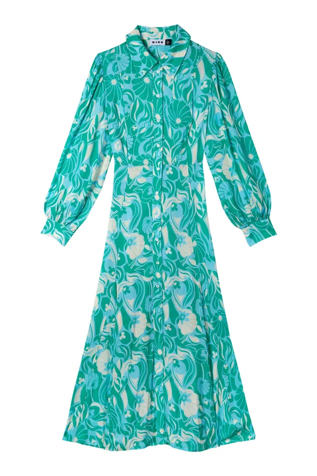 Dresses Women RIXO Maddison Green Abstract Shells Dresses Women RIXO Maddison Green Abstract Shells
