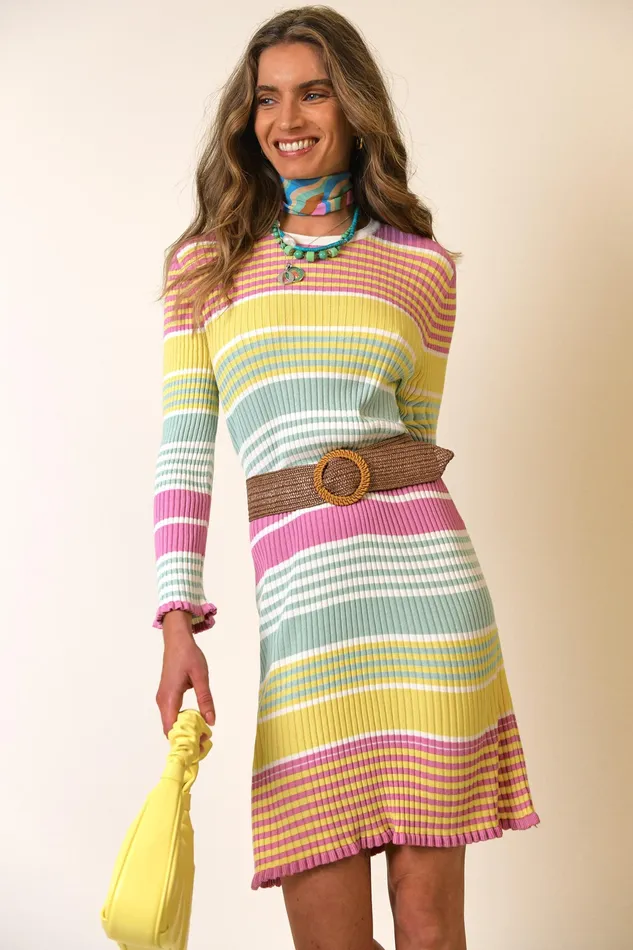 Dresses Women RIXO Milos Rainbow Stripe