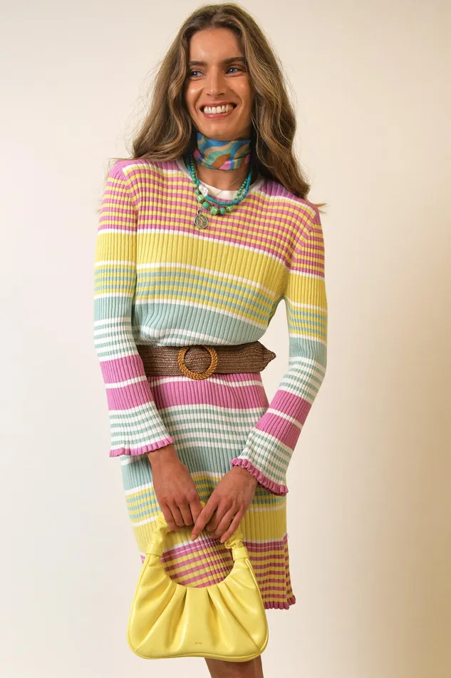 Dresses Women RIXO Milos Rainbow Stripe Dresses Women RIXO Milos Rainbow Stripe