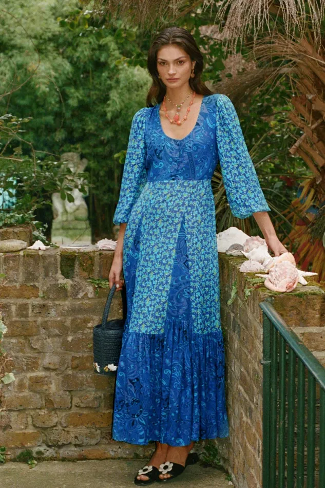 Dresses Women RIXO Virginia Fontainhas Floral Cobalt Mix