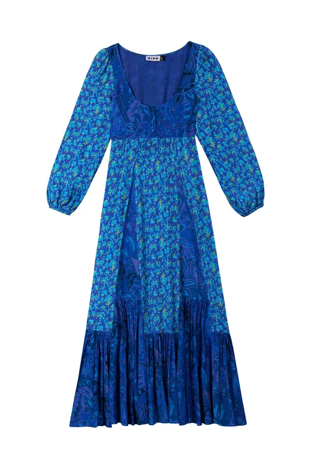 Dresses Women RIXO Virginia Fontainhas Floral Cobalt Mix