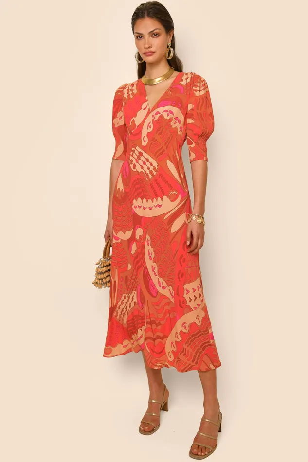Dresses Women RIXO Zadie Butterfly Red Dresses Women RIXO Zadie Butterfly Red