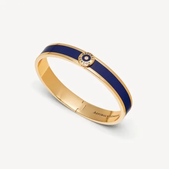 Enamel Bangle Navy Enamel On 18ct Gold Plated Women Aspinal Of London Bangles and Bracelets