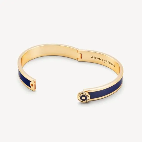 Enamel Bangle Navy Enamel On 18ct Gold Plated Women Aspinal Of London Bangles and Bracelets