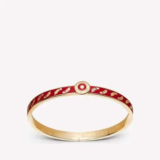 Feather Bangle Cardinal Red Enamel On 18ct Gold Plated Women Aspinal Of London Bangles and Bracelets
