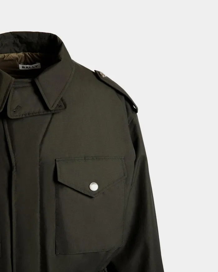 Field Jacket In Military Green Nylon Men Bally Coats and Jackets