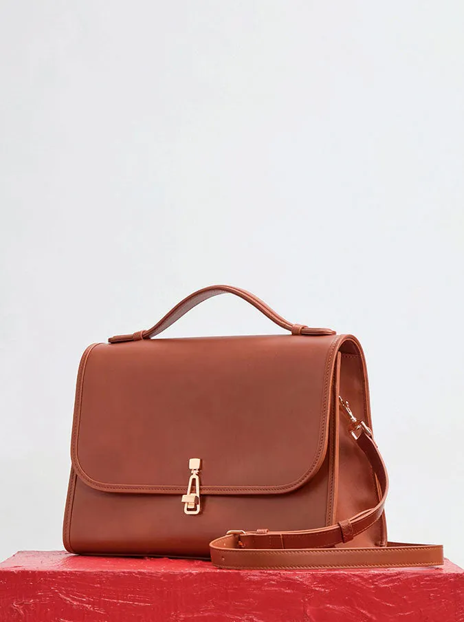 Flap Bags Women Gabriela Hearst Large Leonora Flap Bag In Cognac Leather