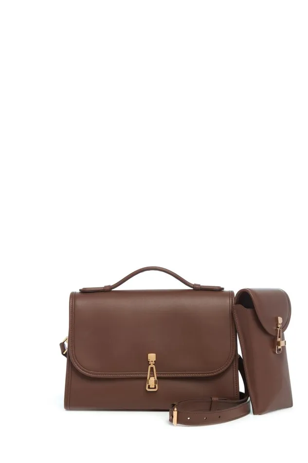 Flap Bags Women Gabriela Hearst Medium Leonora Flap Bag In Chocolate Leather