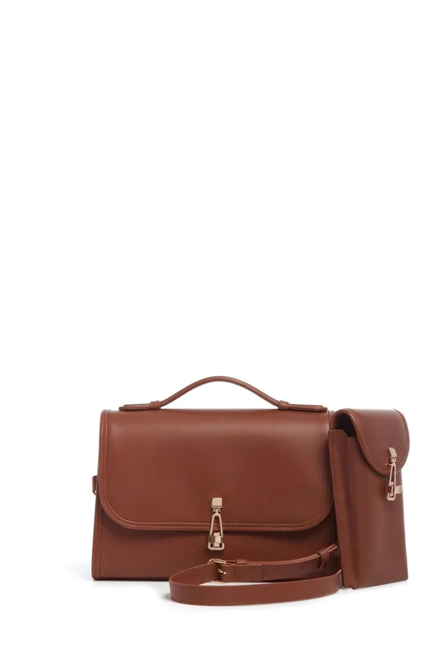 Flap Bags Women Gabriela Hearst Medium Leonora Flap Bag In Cognac Leather