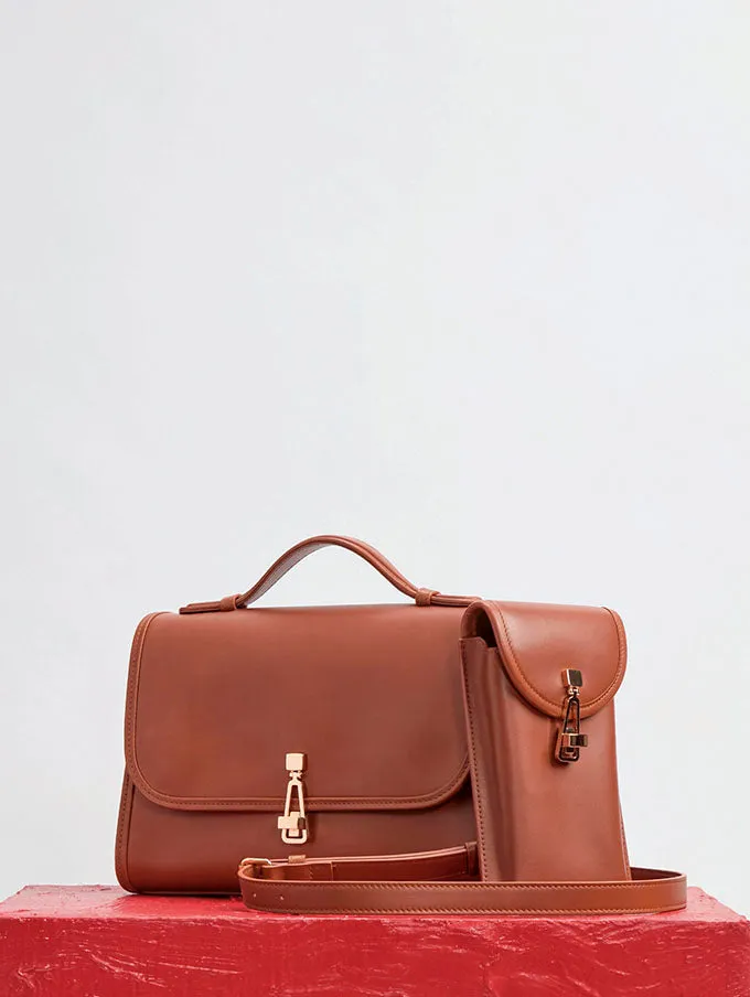 Flap Bags Women Gabriela Hearst Medium Leonora Flap Bag In Cognac Leather