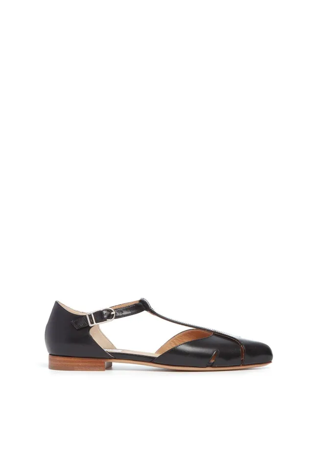 Flats Women Gabriela Hearst Harlow Ballerina Flat Shoe In Black Leather