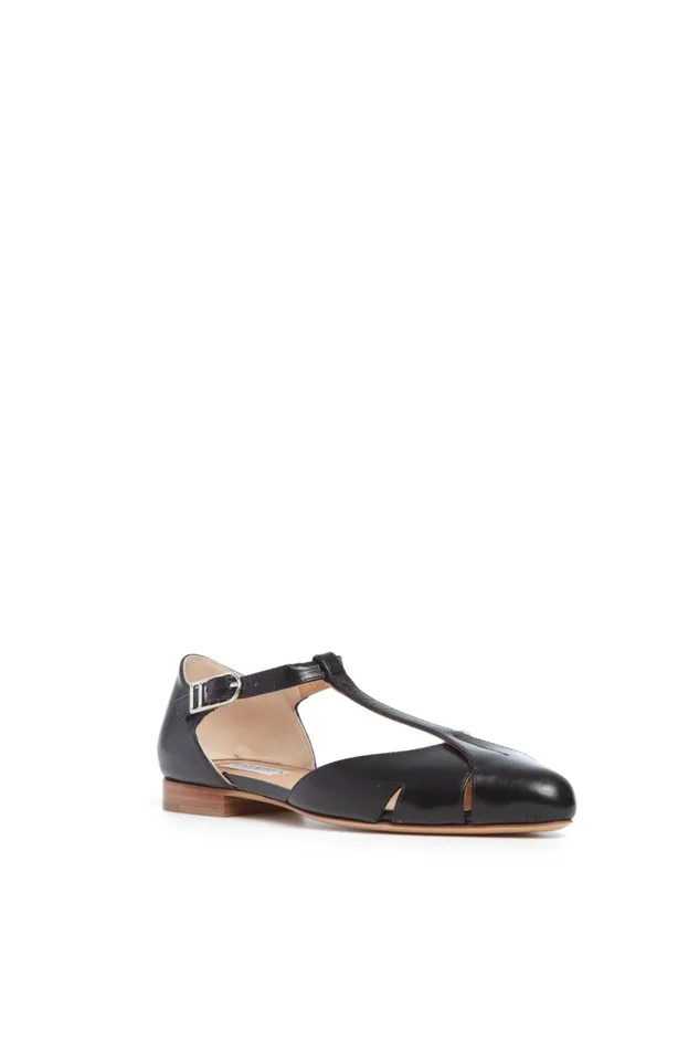 Flats Women Gabriela Hearst Harlow Ballerina Flat Shoe In Black Leather