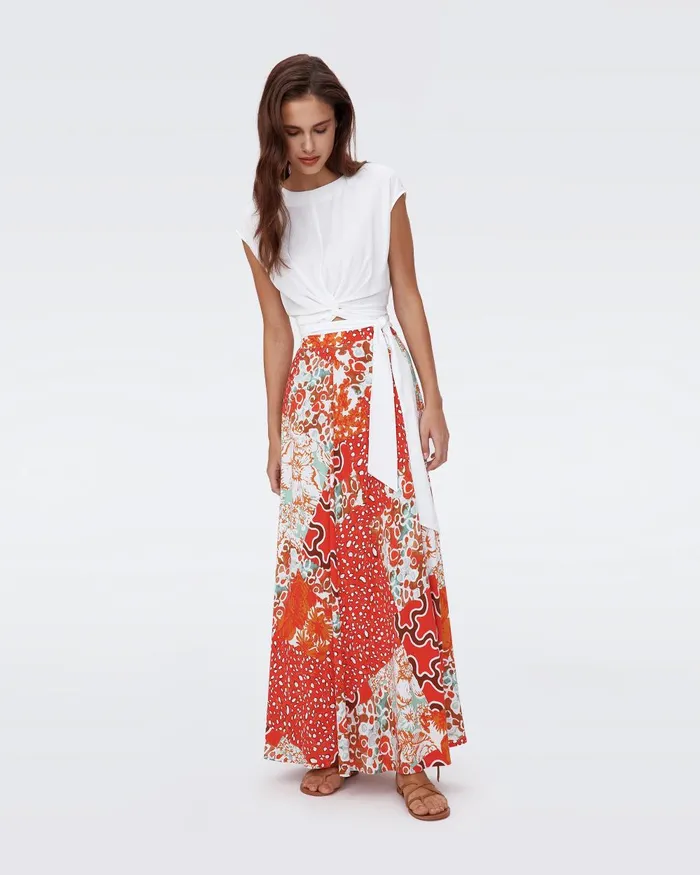 Florencia Skirt Solstice Flags Red Women DVF Skirts