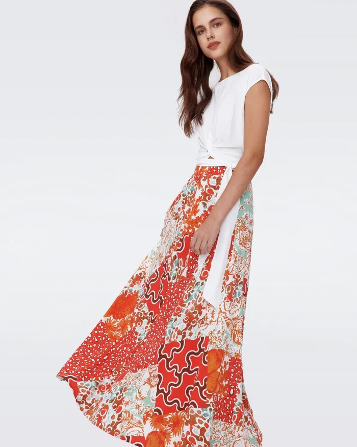 Florencia Skirt Solstice Flags Red Women DVF Skirts