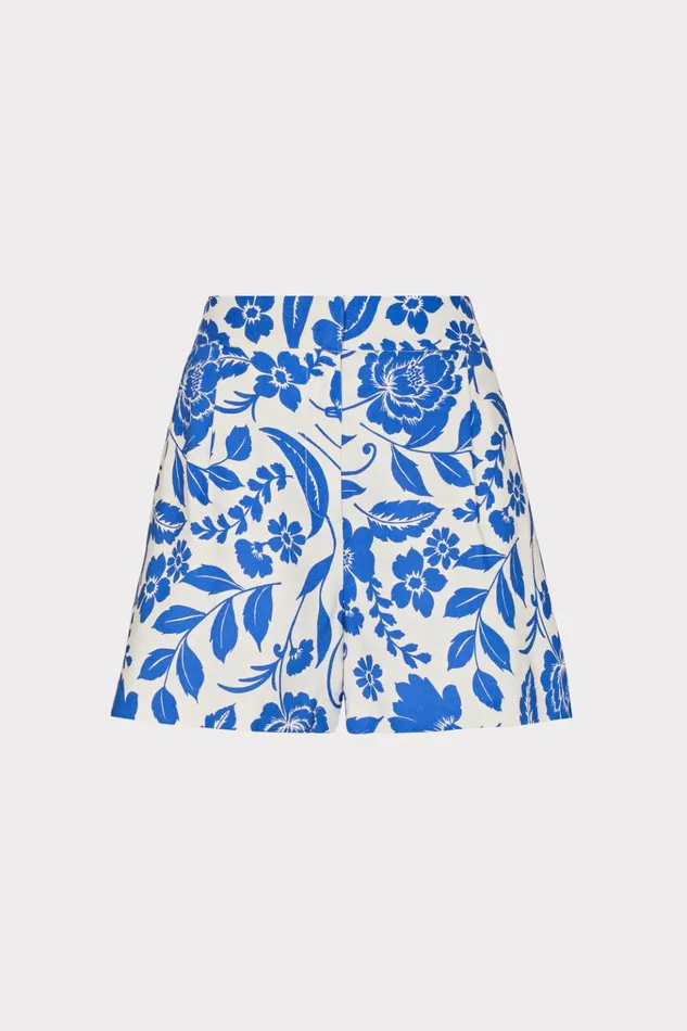 Flowers Of Spain Linen Shorts Bluewhite Women Milly Shorts