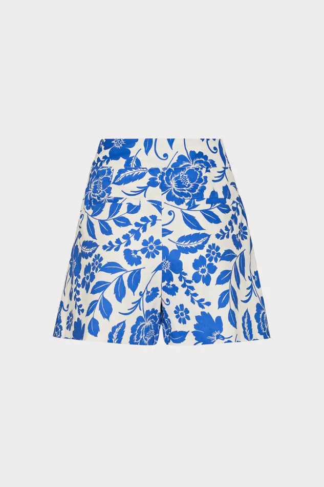 Flowers Of Spain Linen Shorts Bluewhite Women Milly Shorts