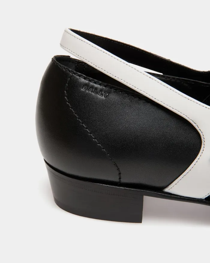 Glendale MaryJane In Black And White Leather Women Bally Flats and Moccasins
