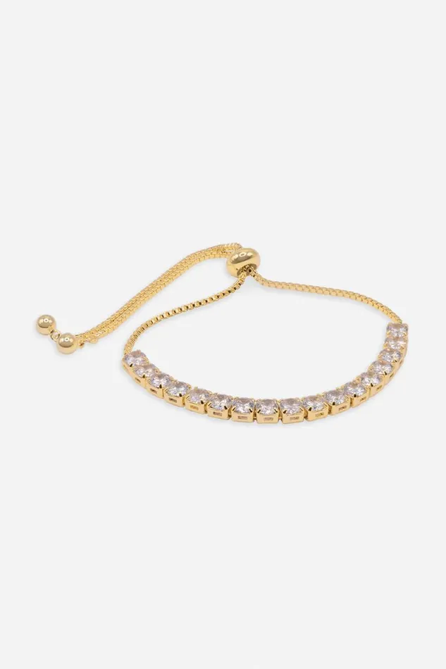 Gold Adjustable Slider Tennis Bracelet Women Roman Jewellery