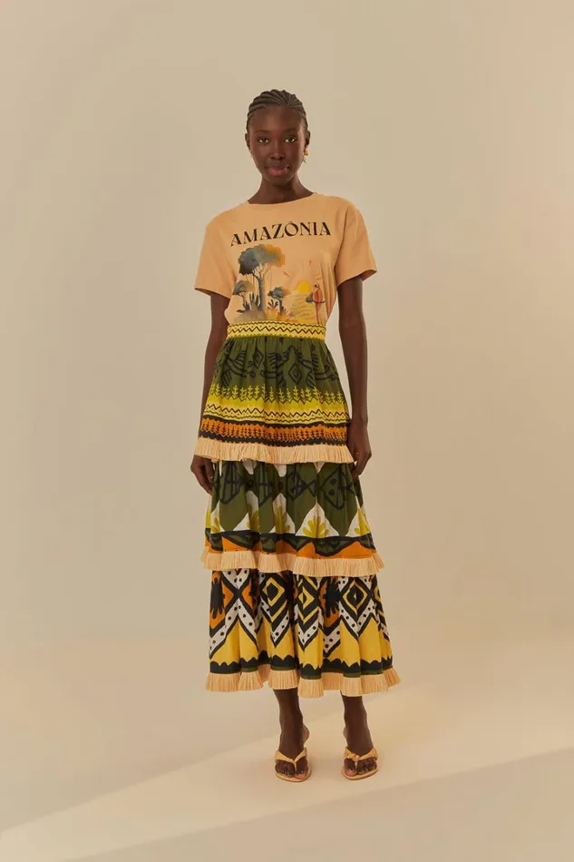 Green Creation Midi Skirt Women FARM Rio Skirts