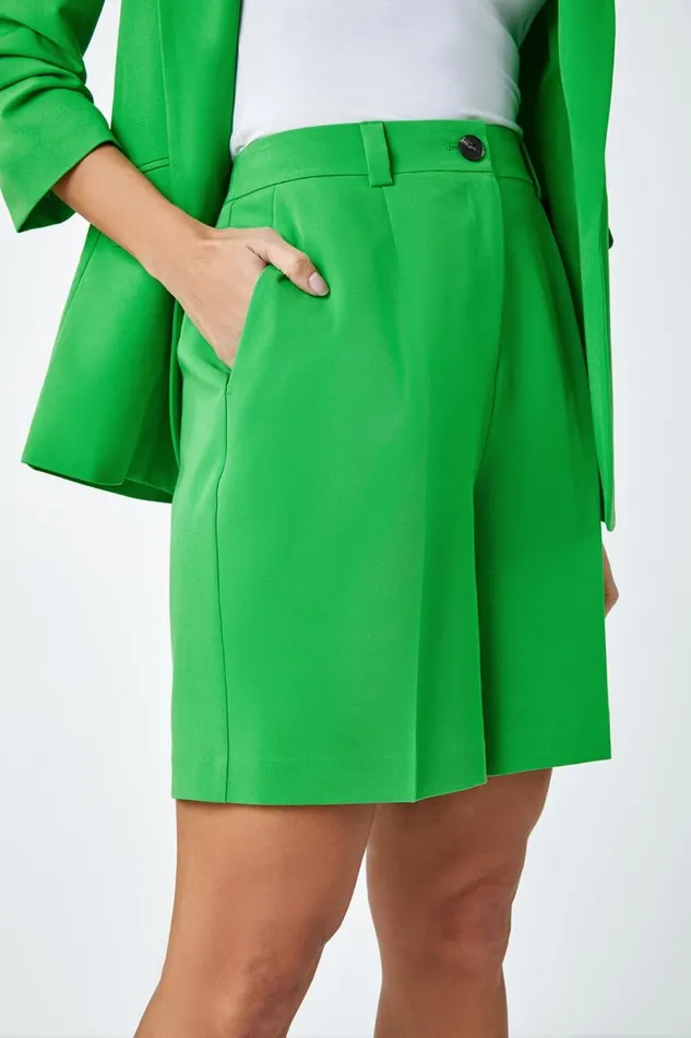 Green Tailored Stretch Shorts Women Roman Coords