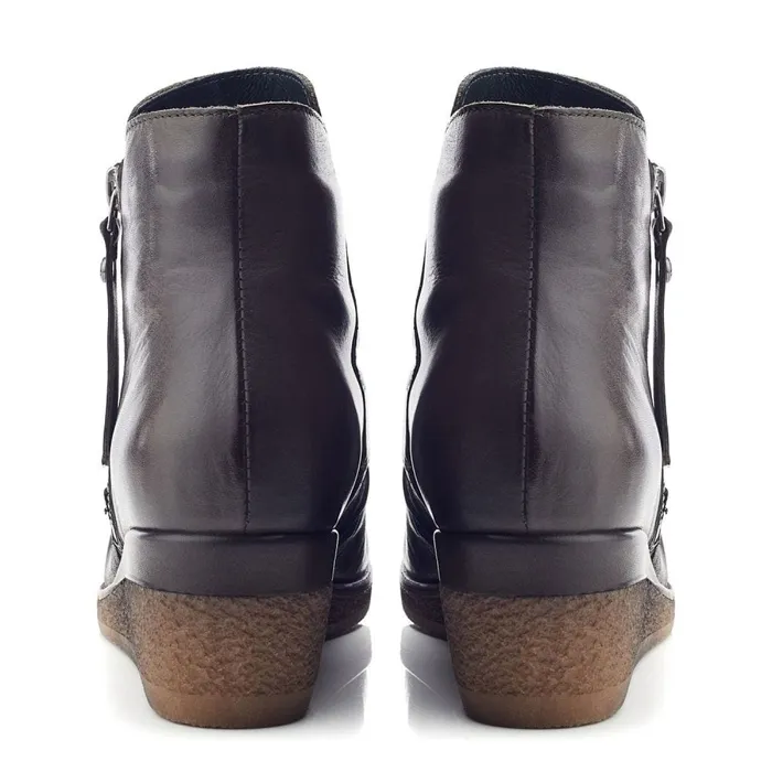 Heeled And Wedge Boots Women Moda In Pelle Olgar Khaki Leather