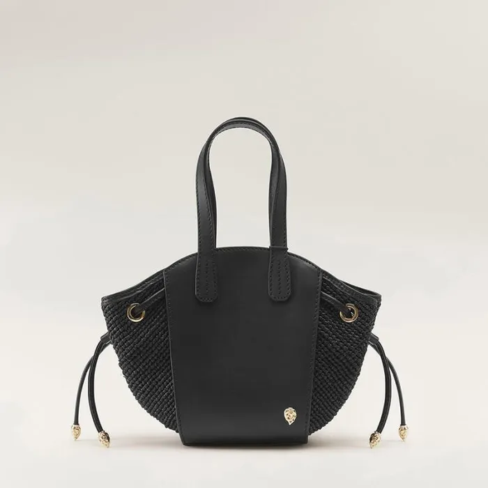 Helen Kaminski Mini Bags Piaf Tote With Raffia Blackcharcoal 8211 Bags